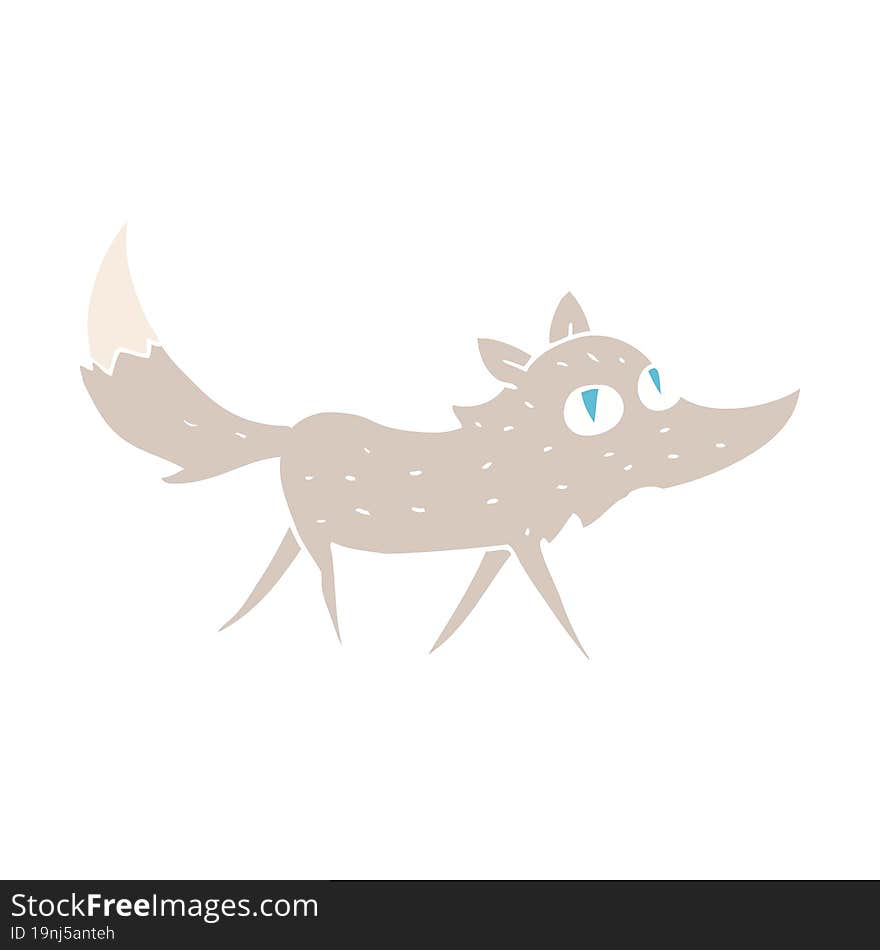 flat color illustration of a cartoon little wolf