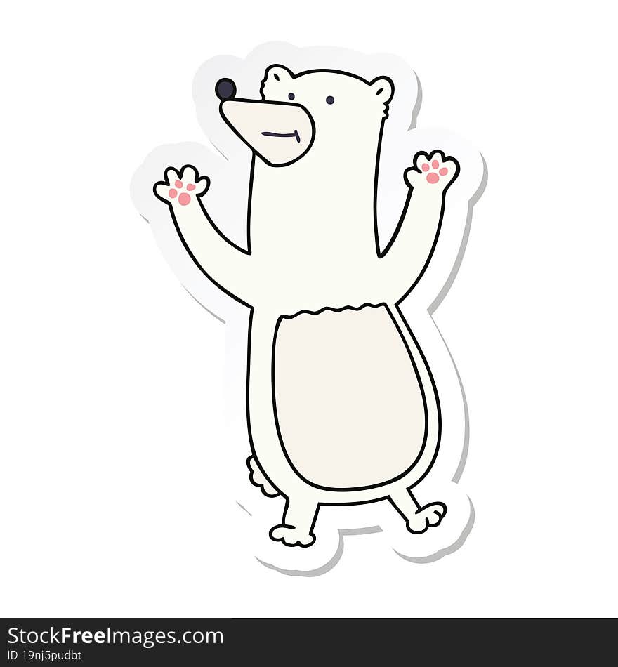 Sticker Of A Quirky Hand Drawn Cartoon Polar Bear