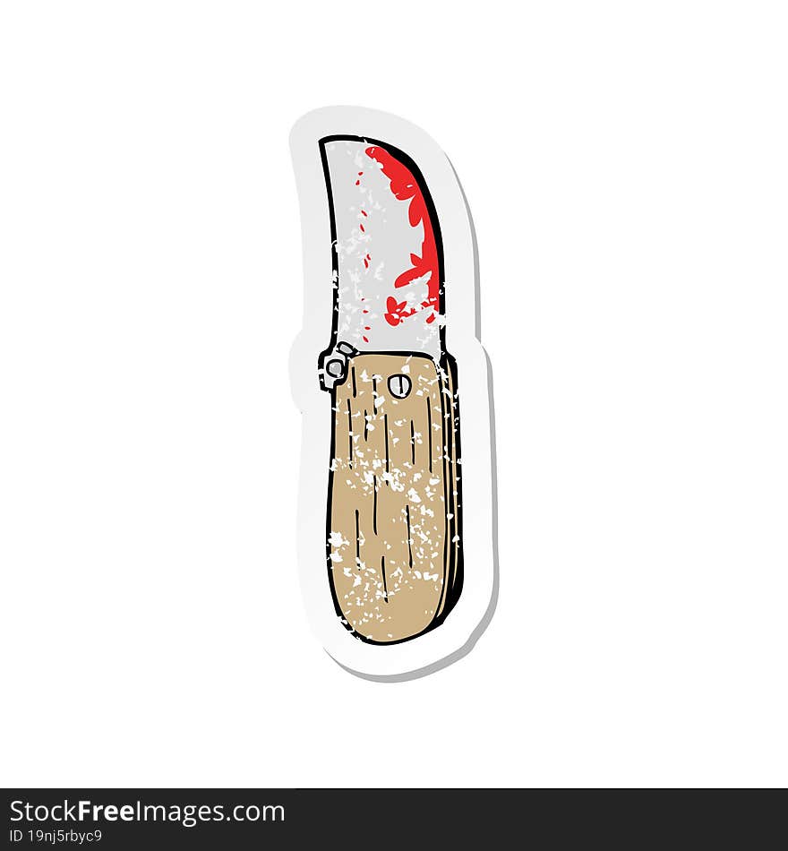 retro distressed sticker of a cartoon folding knife