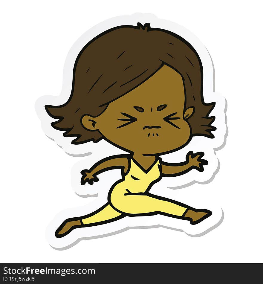 sticker of a cartoon angry woman