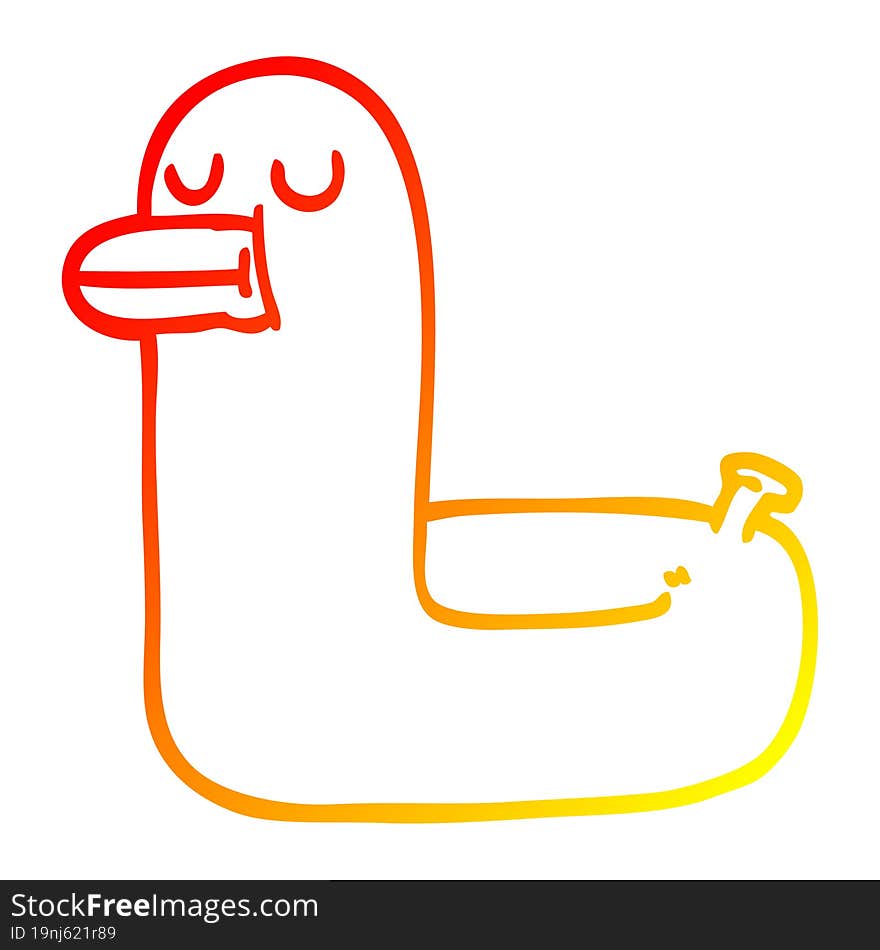 warm gradient line drawing cartoon yellow ring duck