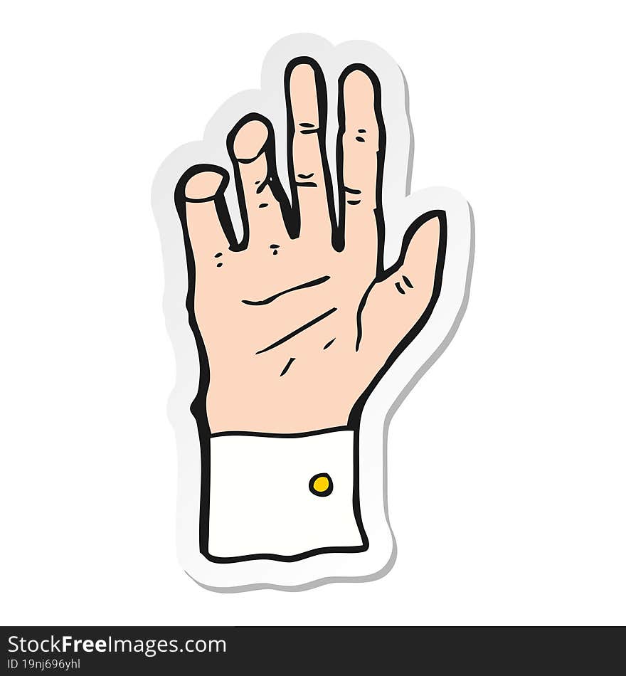 Sticker Of A Cartoon Hand Reaching