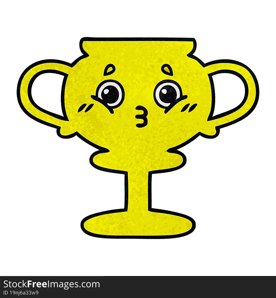 retro grunge texture cartoon of a trophy