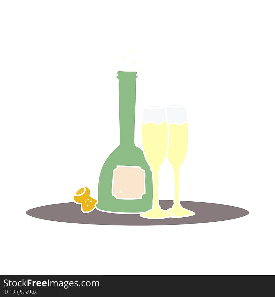 Flat Color Style Cartoon Champagne On Tray