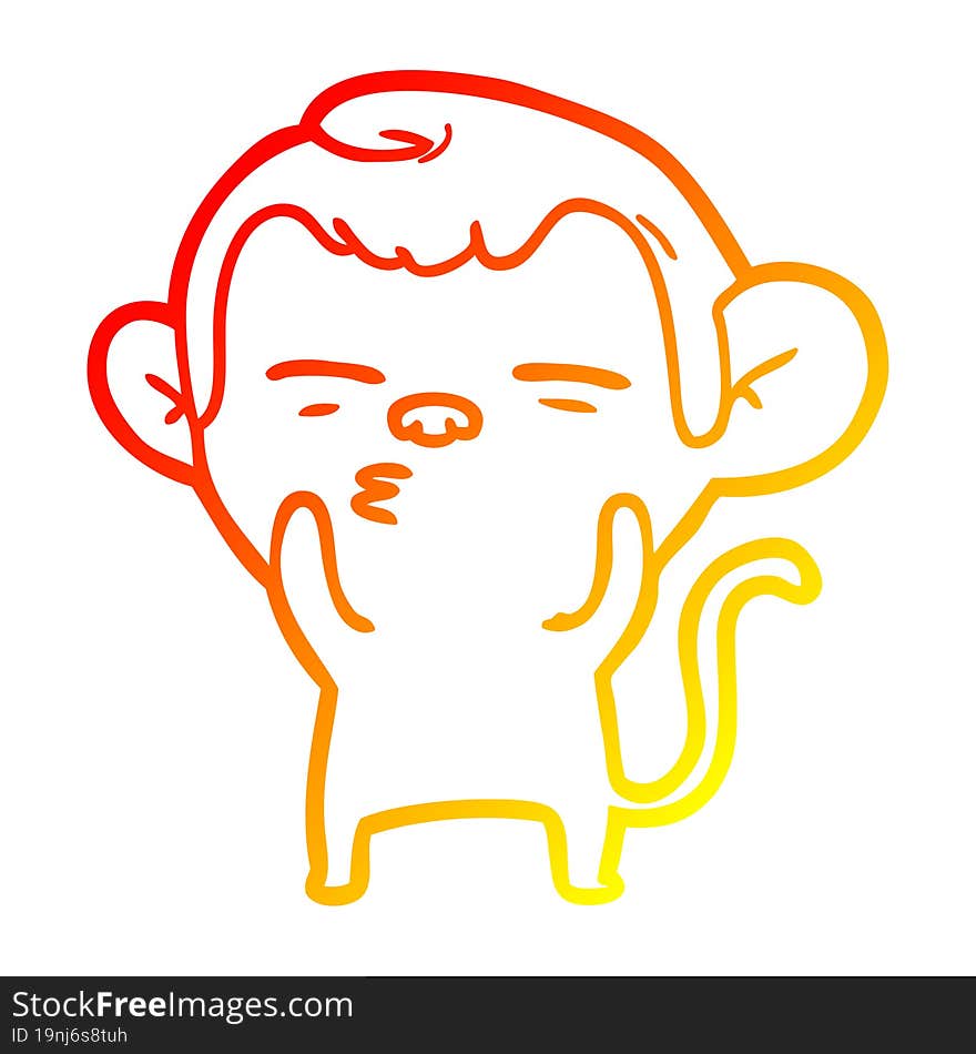 warm gradient line drawing cartoon suspicious monkey