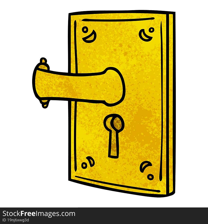 Textured Cartoon Doodle Of A Door Handle