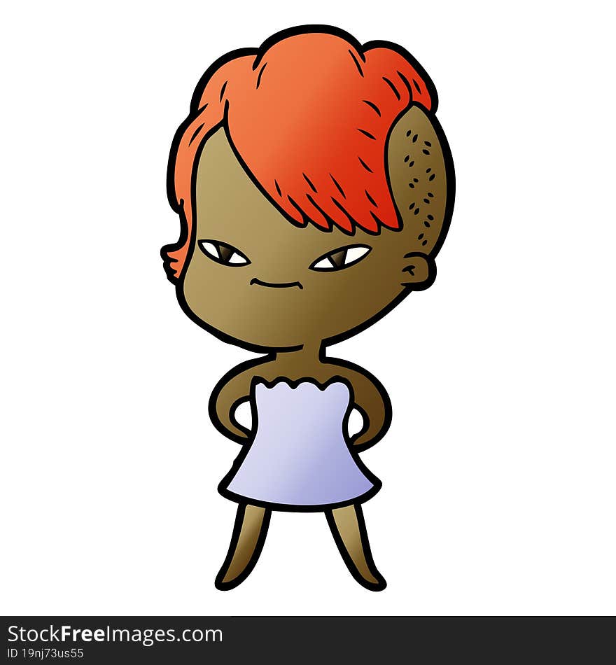 cute cartoon girl with hipster haircut. cute cartoon girl with hipster haircut