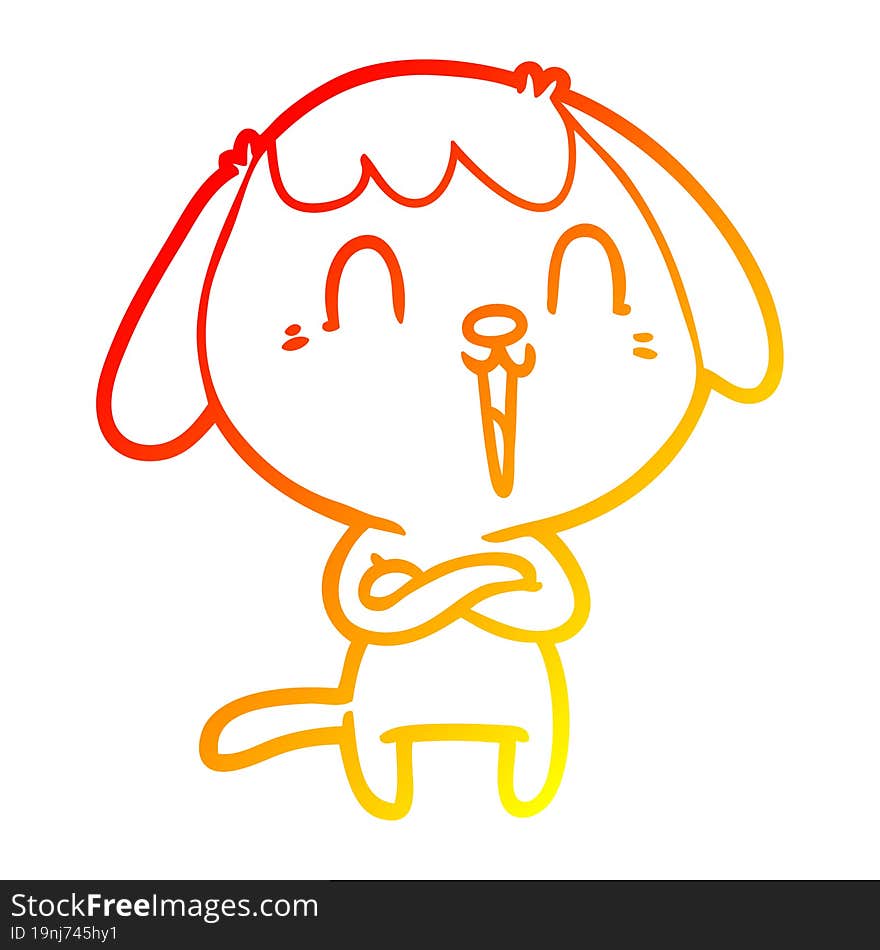 warm gradient line drawing of a cute cartoon dog