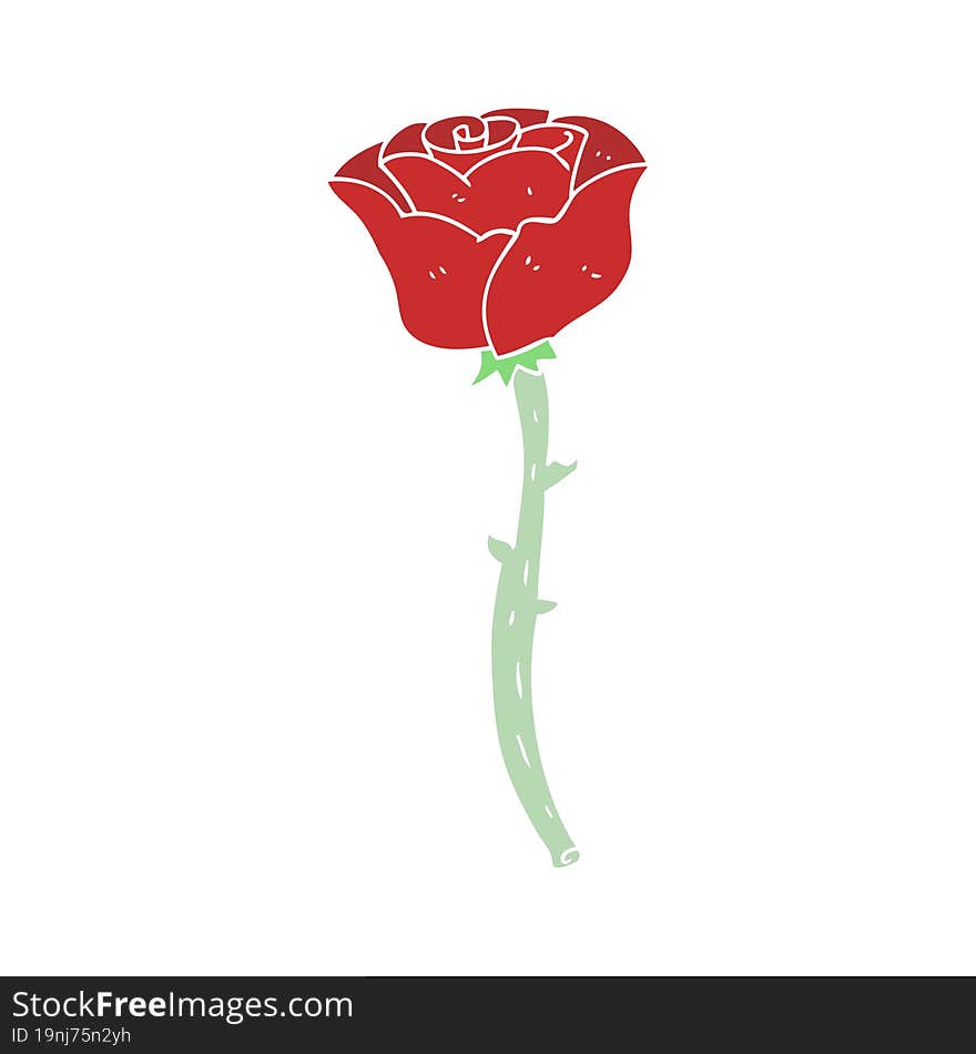 flat color illustration of a cartoon rose