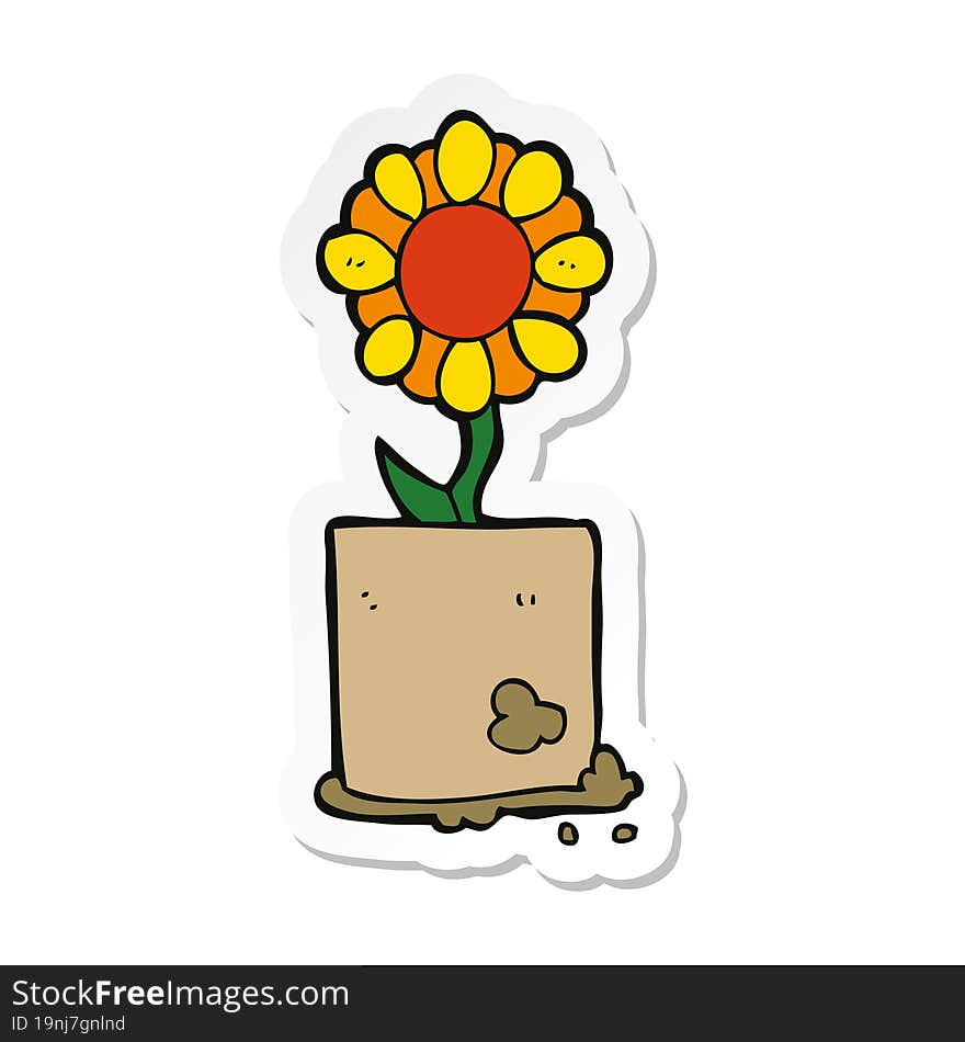 sticker of a cartoon flower