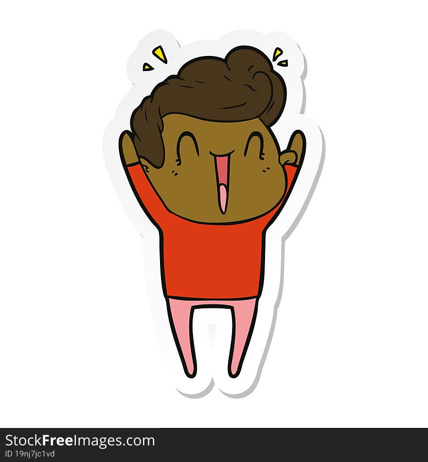 sticker of a cartoon excited man