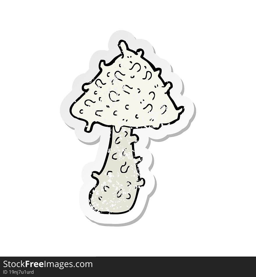 retro distressed sticker of a cartoon mushroom