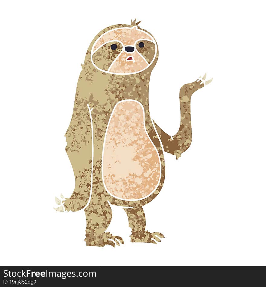 quirky retro illustration style cartoon sloth