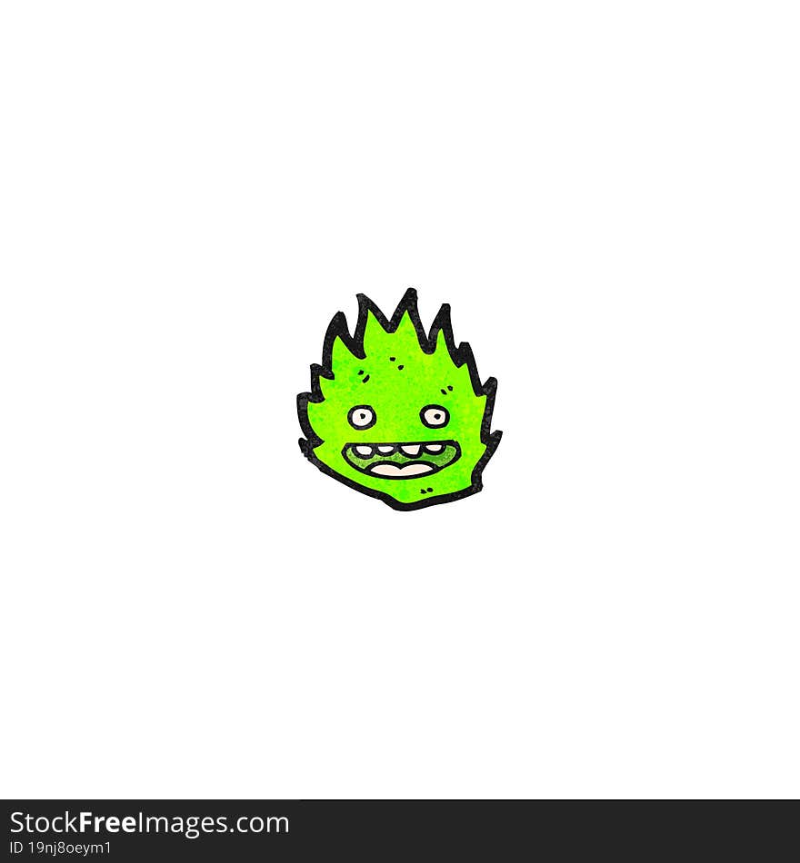 cartoon green flame spirit