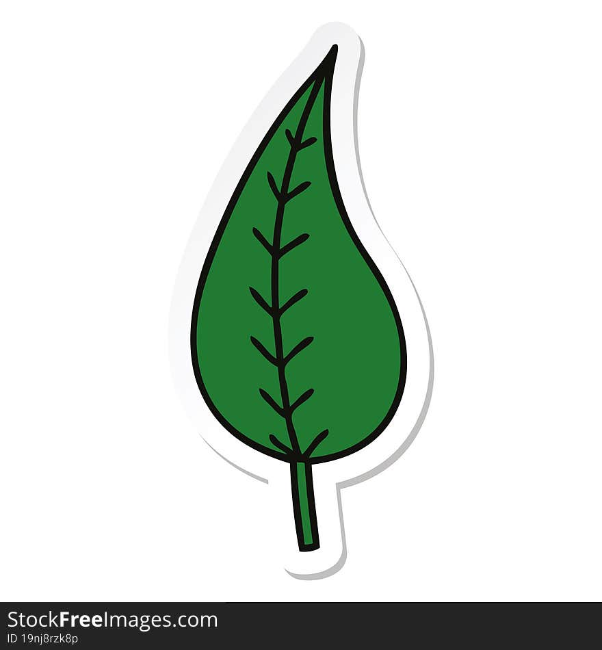 Sticker Of A Cute Cartoon Green Leaf