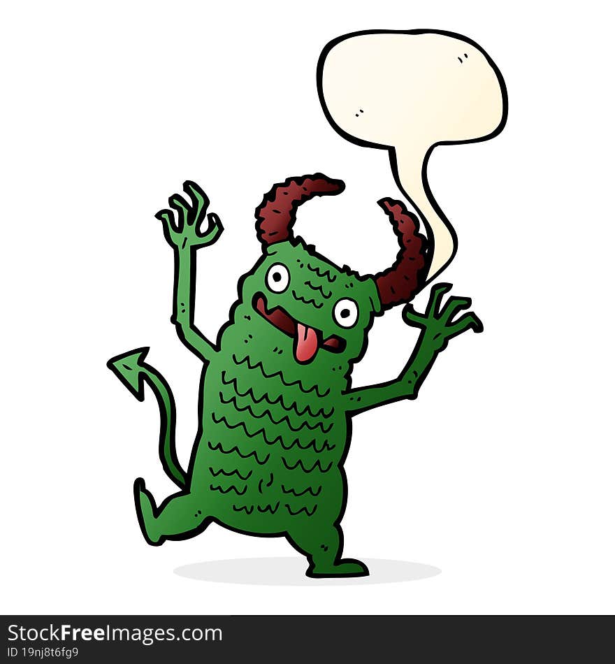 cartoon demon with speech bubble