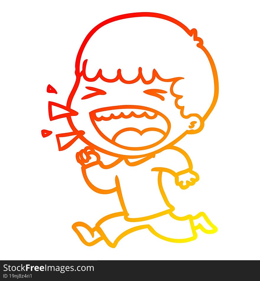 warm gradient line drawing of a cartoon laughing man