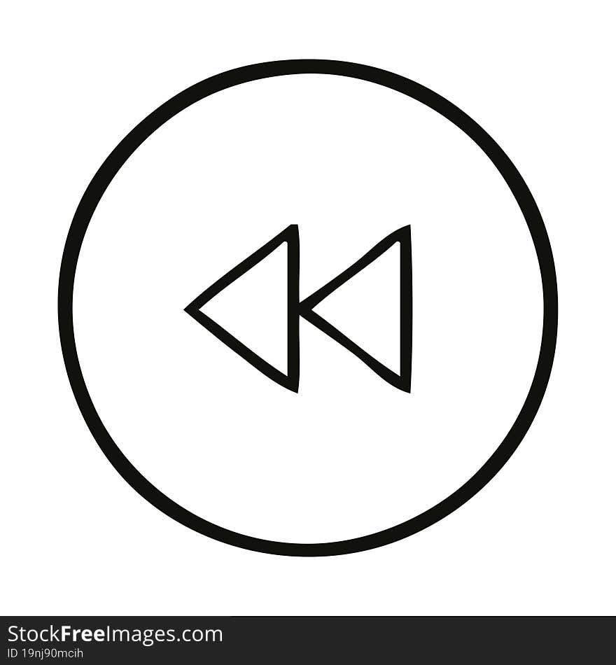 line drawing cartoon of a rewind button