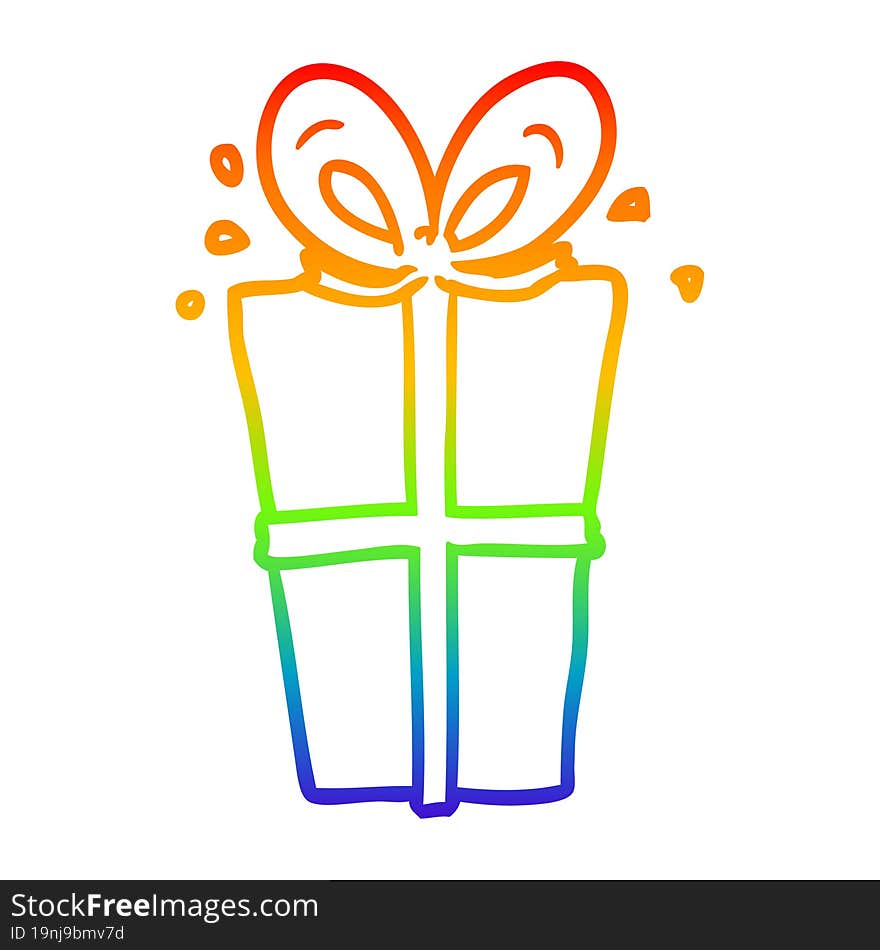 rainbow gradient line drawing wrapped gift