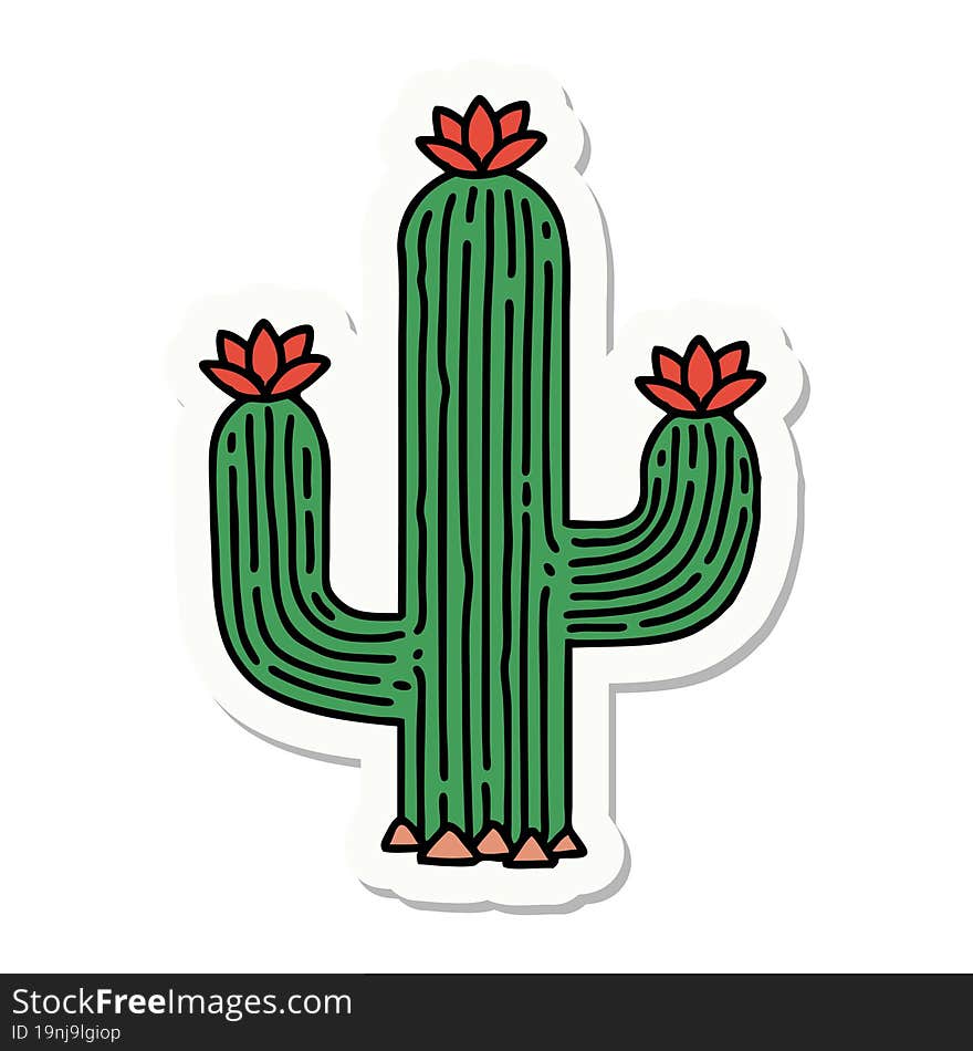 tattoo style sticker of a cactus