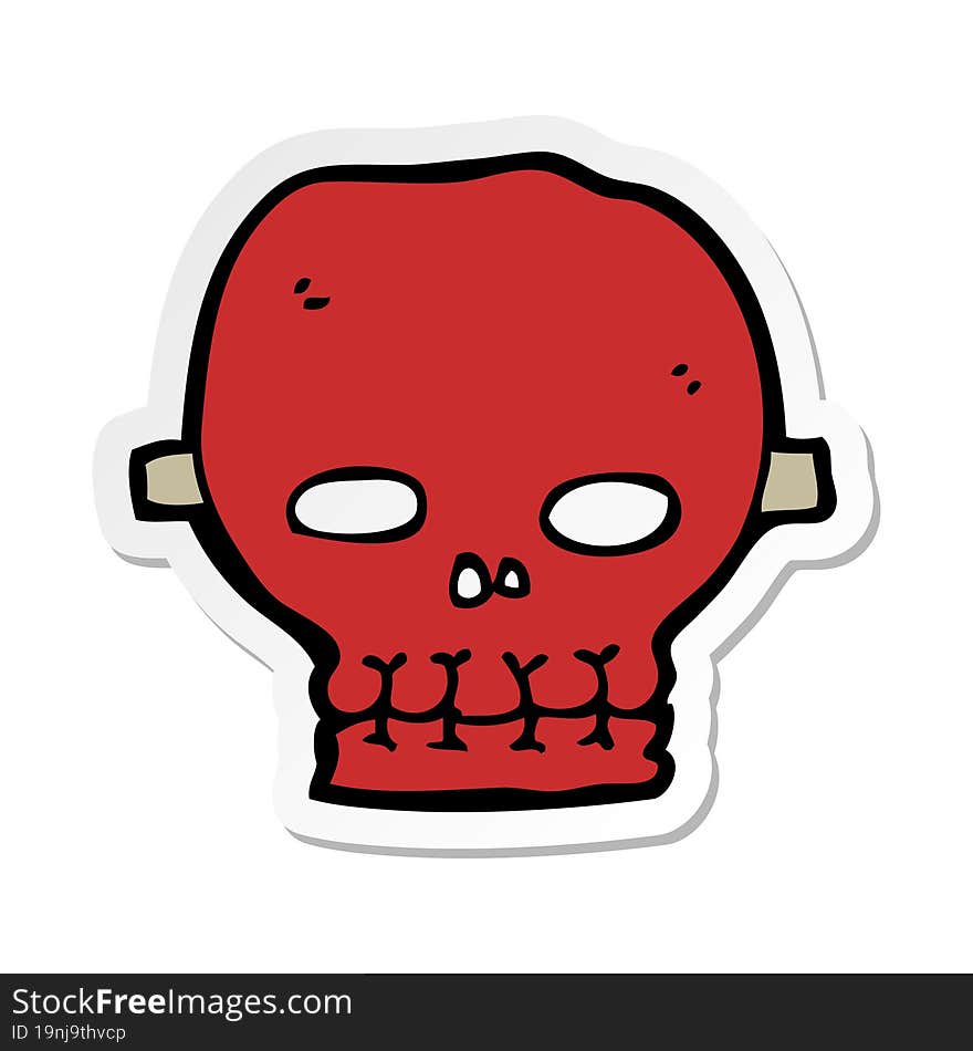 Sticker Of A Cartoon Spooky Skull Mask