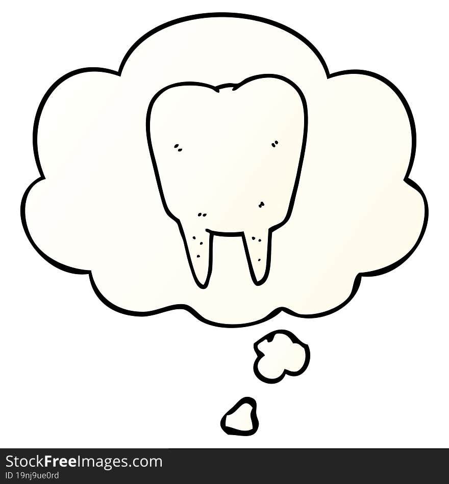 Cartoon Tooth And Thought Bubble In Smooth Gradient Style