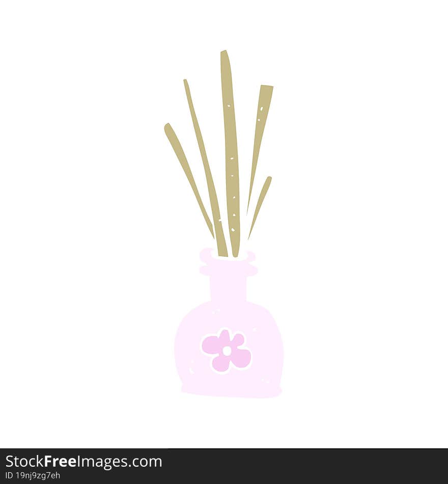 Flat Color Illustration Of A Cartoon Fragrance Oil Reeds