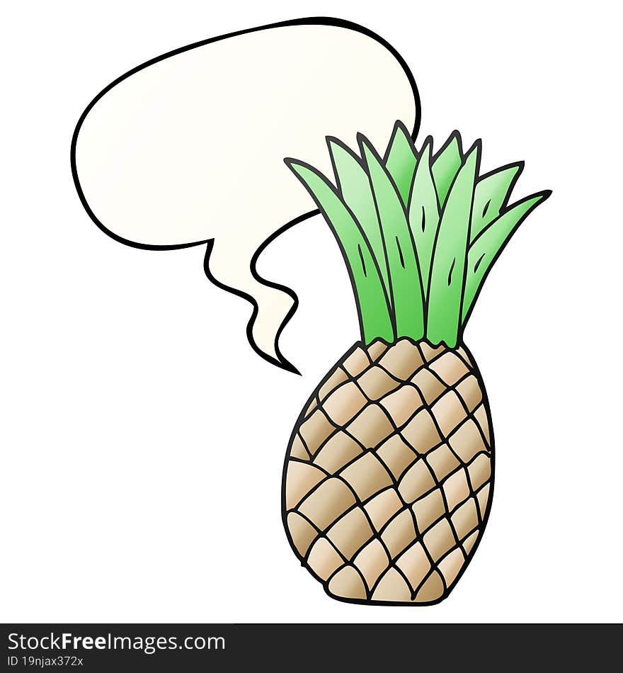 cartoon pineapple and speech bubble in smooth gradient style