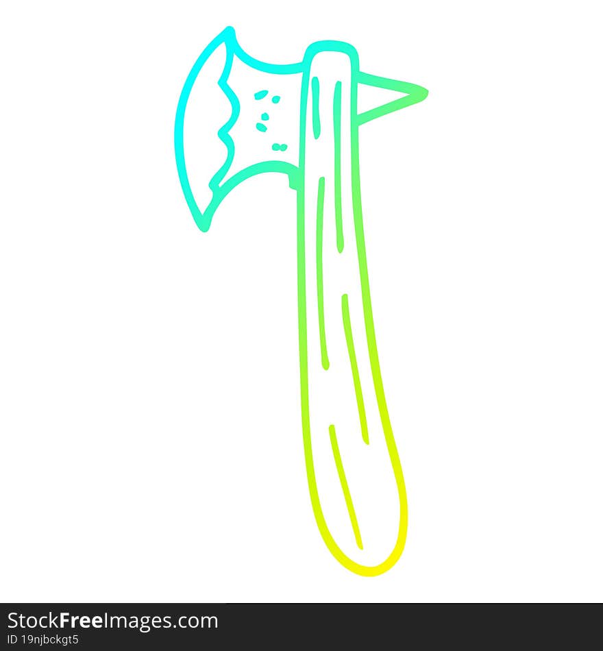 cold gradient line drawing cartoon old axe