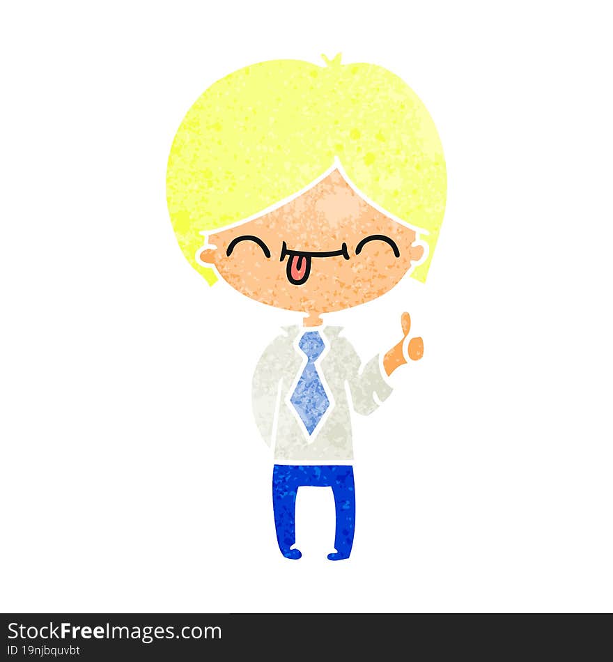 Retro Cartoon Of Boy With Thumb Up