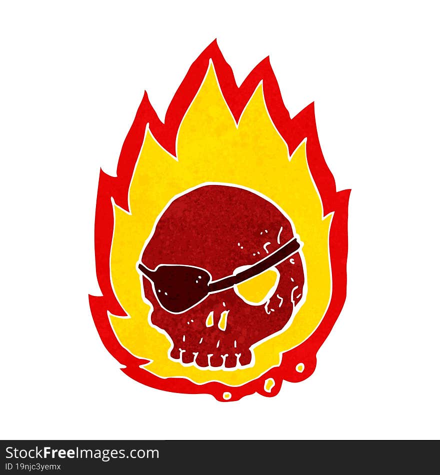 cartoon burning skull