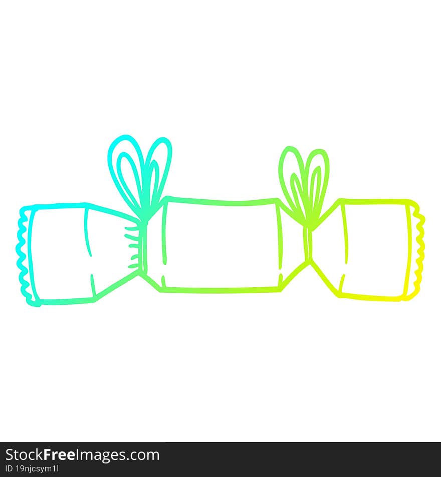 cold gradient line drawing cartoon christmas cracker