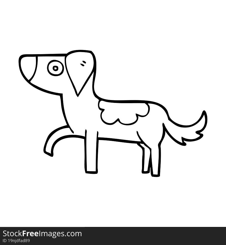 line drawing cartoon standing dog