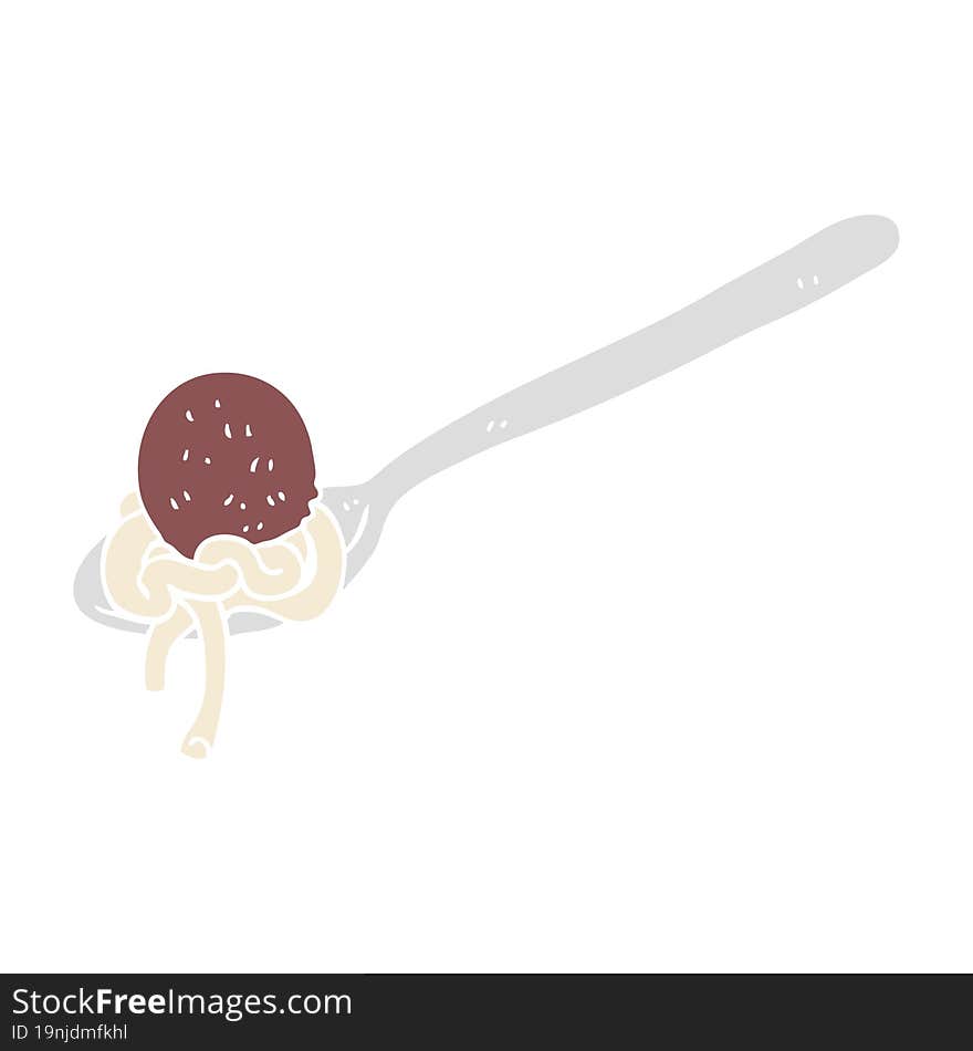 flat color illustration of a cartoon meatball