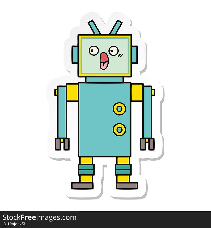 sticker of a cute cartoon robot