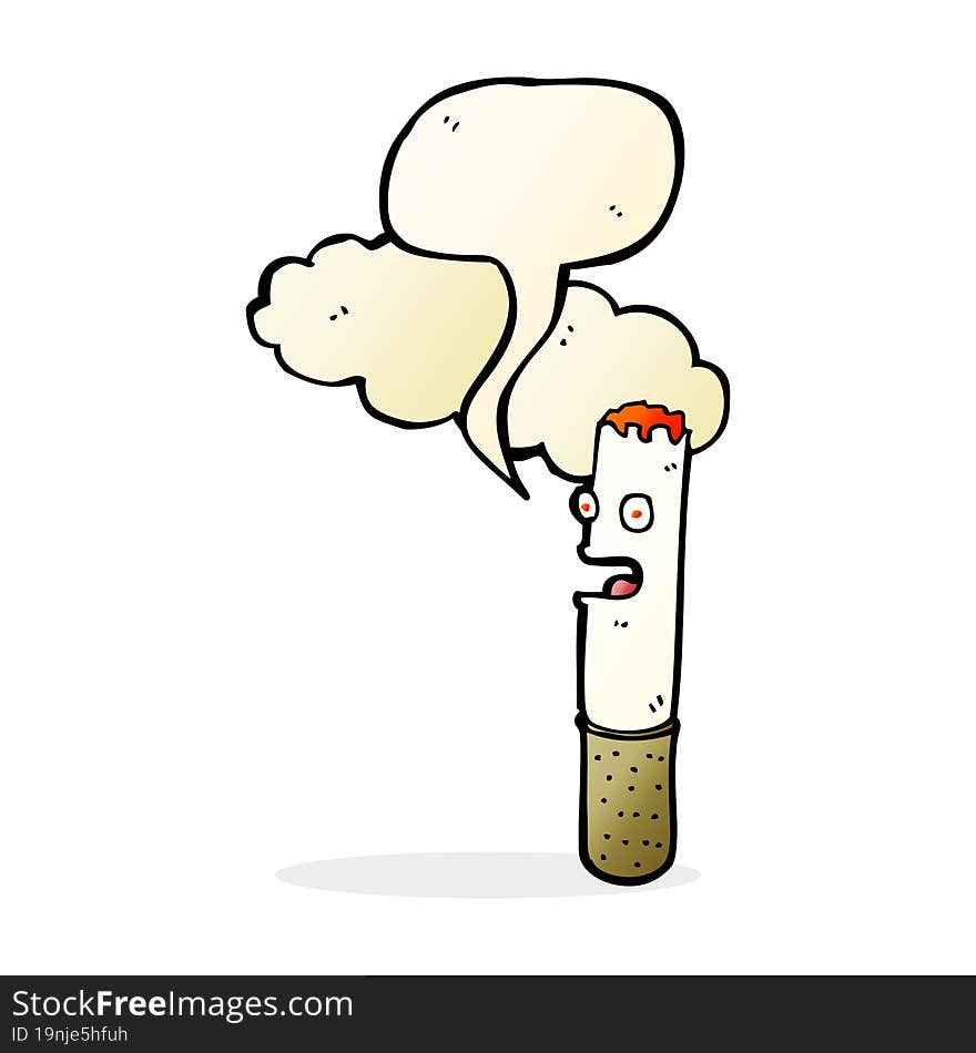 cartoon cigarette with speech bubble