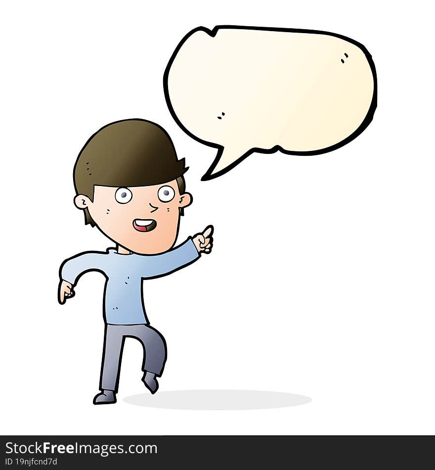 Cartoon Happy Man With Speech Bubble