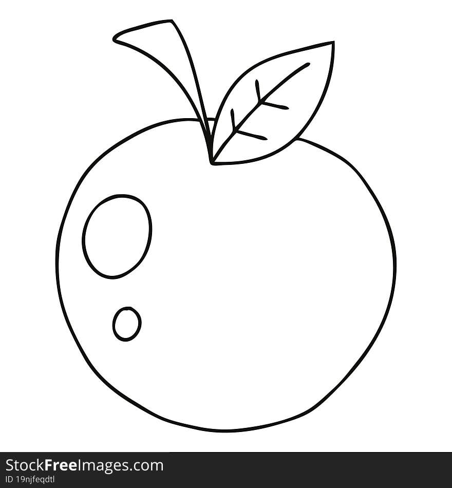 quirky line drawing cartoon red apple