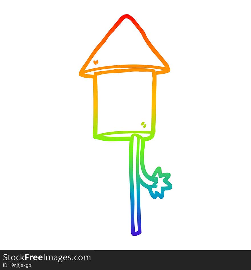 Rainbow Gradient Line Drawing Cartoon Firework