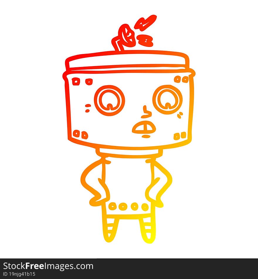 warm gradient line drawing of a cartoon robot