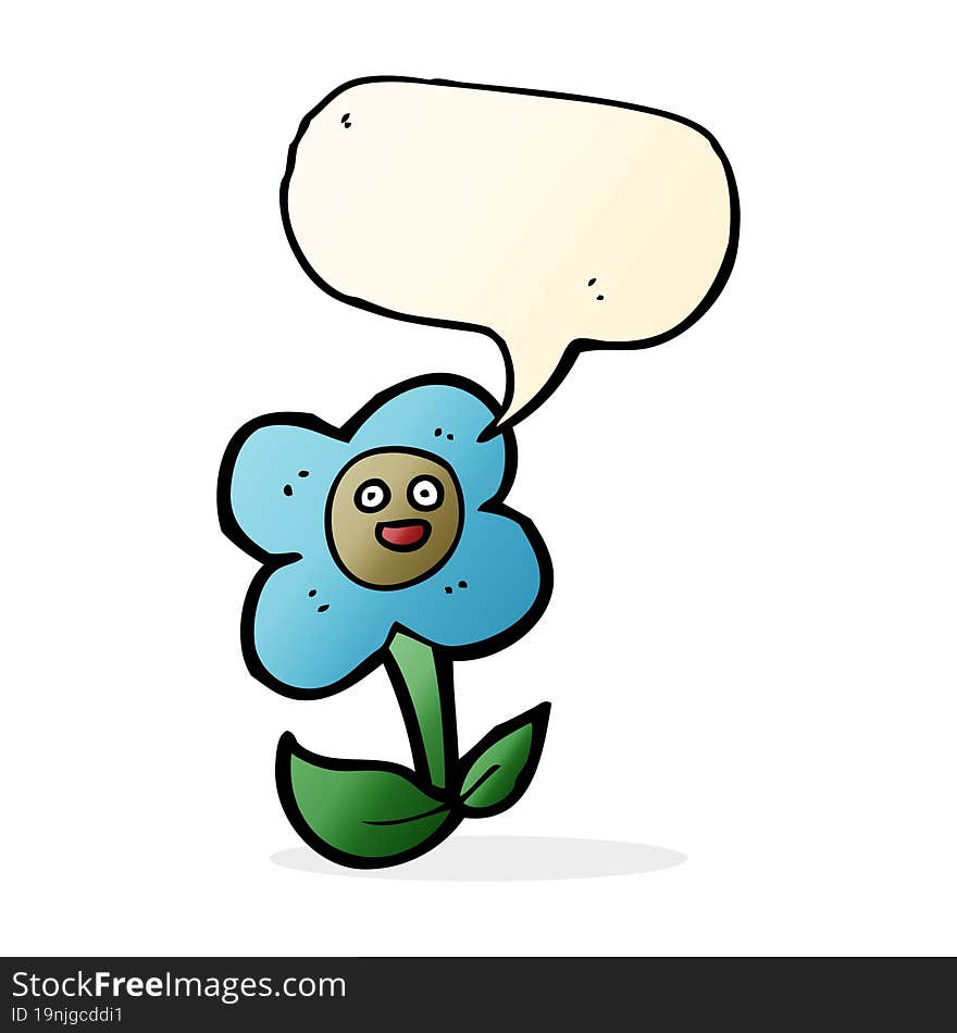 cartoon flower with face with speech bubble