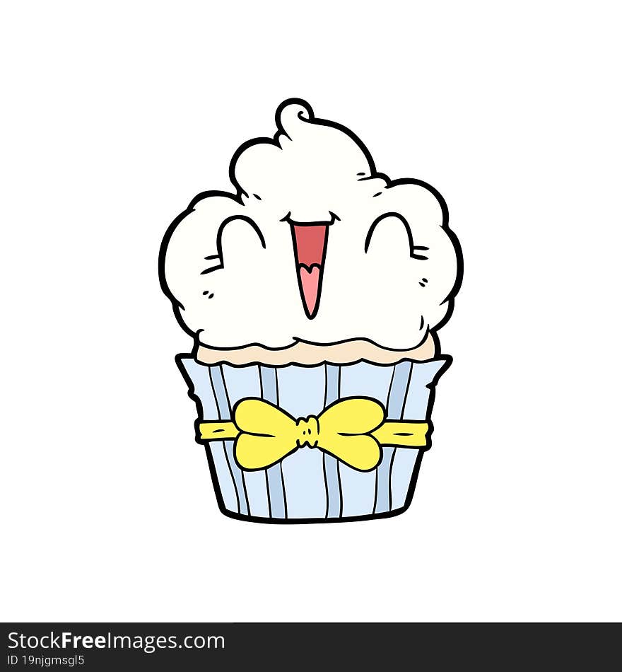 happy cartoon cupcake. happy cartoon cupcake