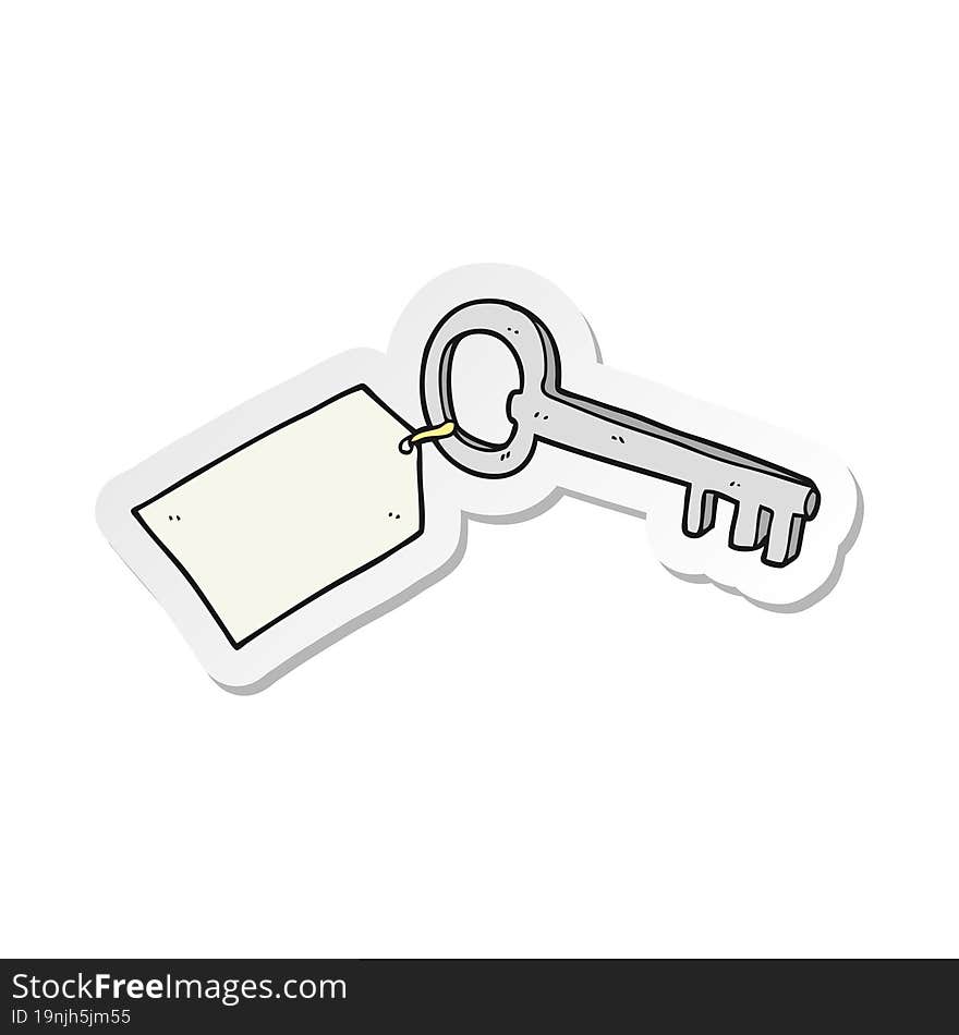 sticker of a cartoon key with tag