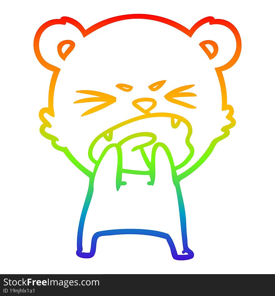 rainbow gradient line drawing hungry cartoon bear