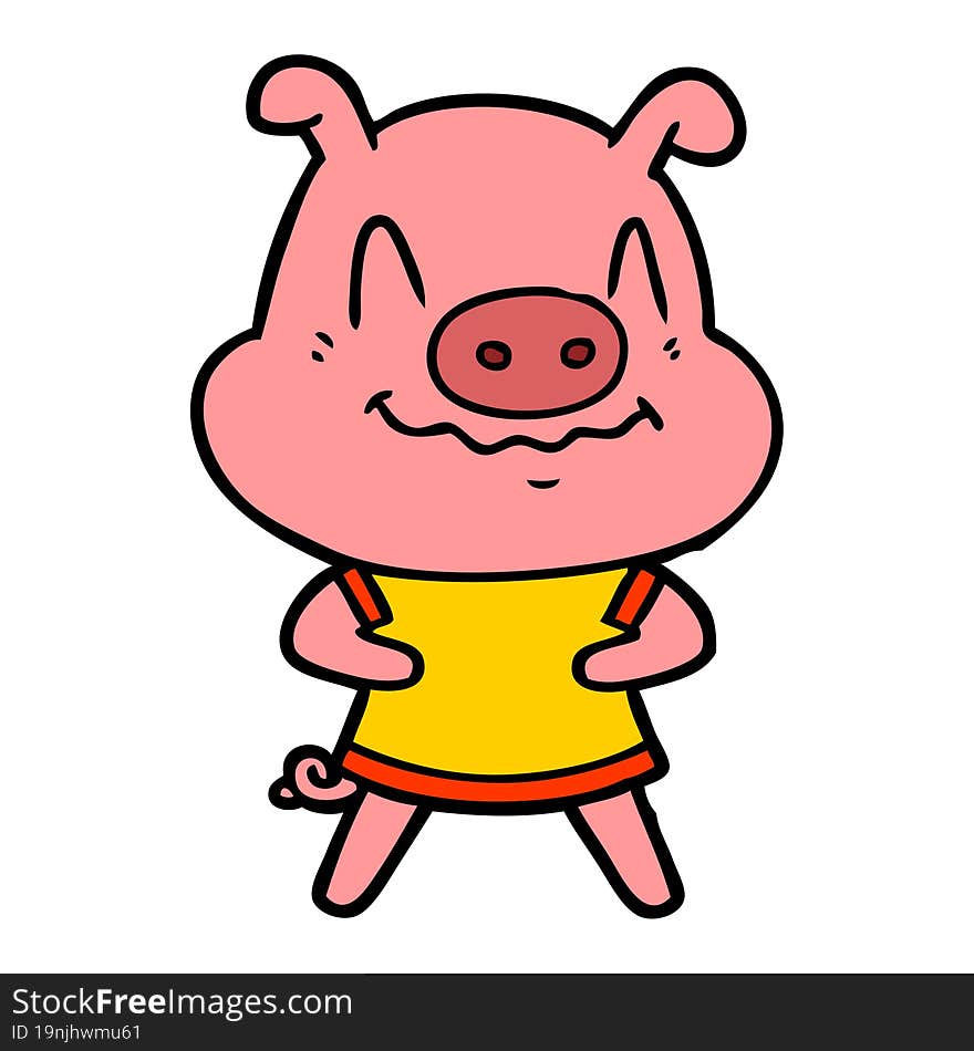 nervous cartoon pig. nervous cartoon pig