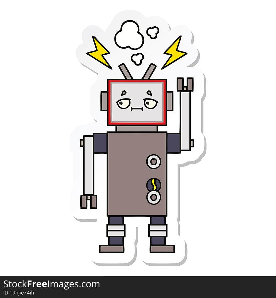 Sticker Of A Cute Cartoon Robot