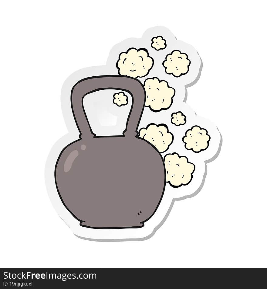 sticker of a cartoon heavy kettle bell