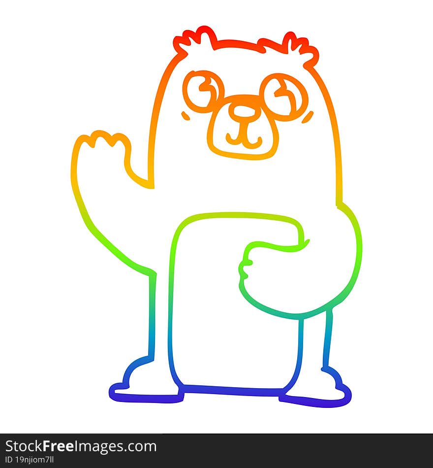 Rainbow Gradient Line Drawing Cartoon Black Bear