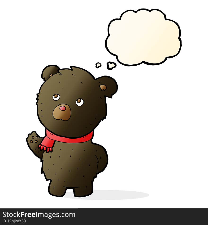 cartoon cute black bear with thought bubble