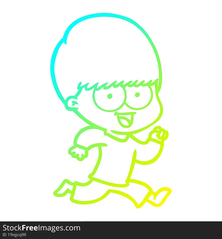 cold gradient line drawing happy cartoon boy